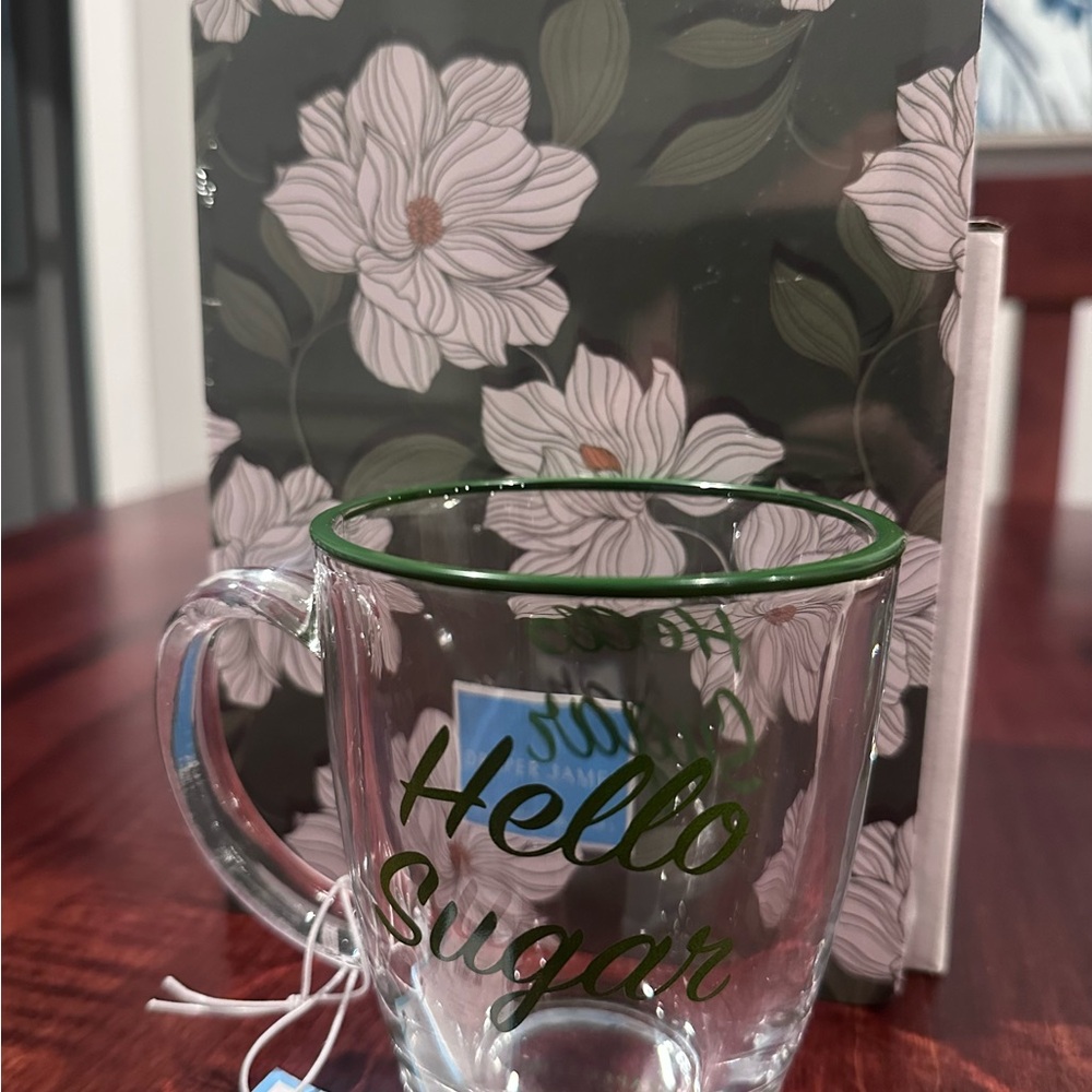 NWT “Hello Sugar” Draper James Glass Mug w/ set of 3 Draper James notebooks